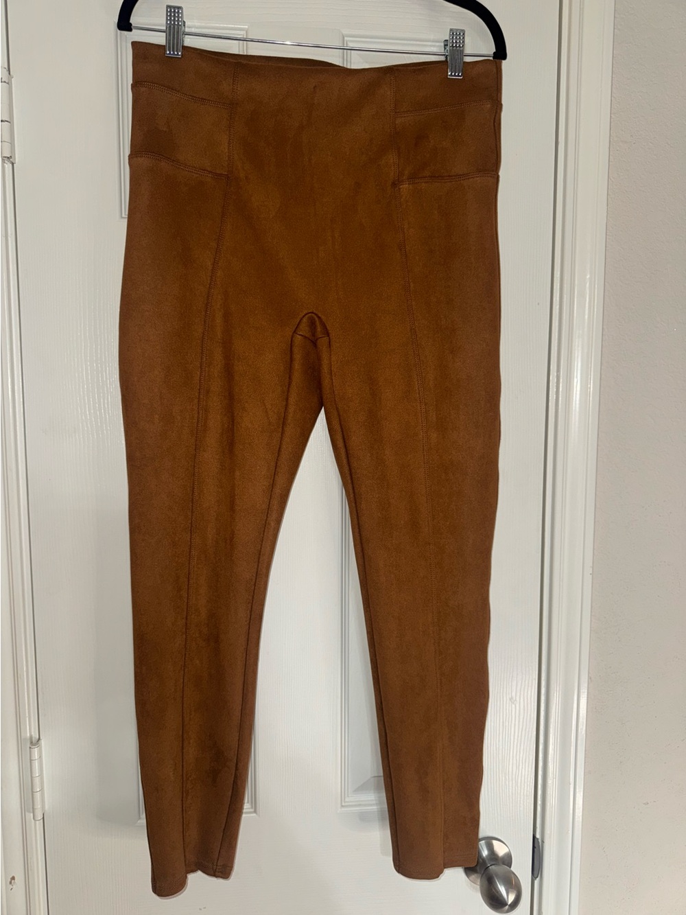 SPANX Faux Suede Leggings in Chestnut Brown